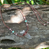 Lemurian Quartz Point Necklace - Rose Quartz & Chrysoprase