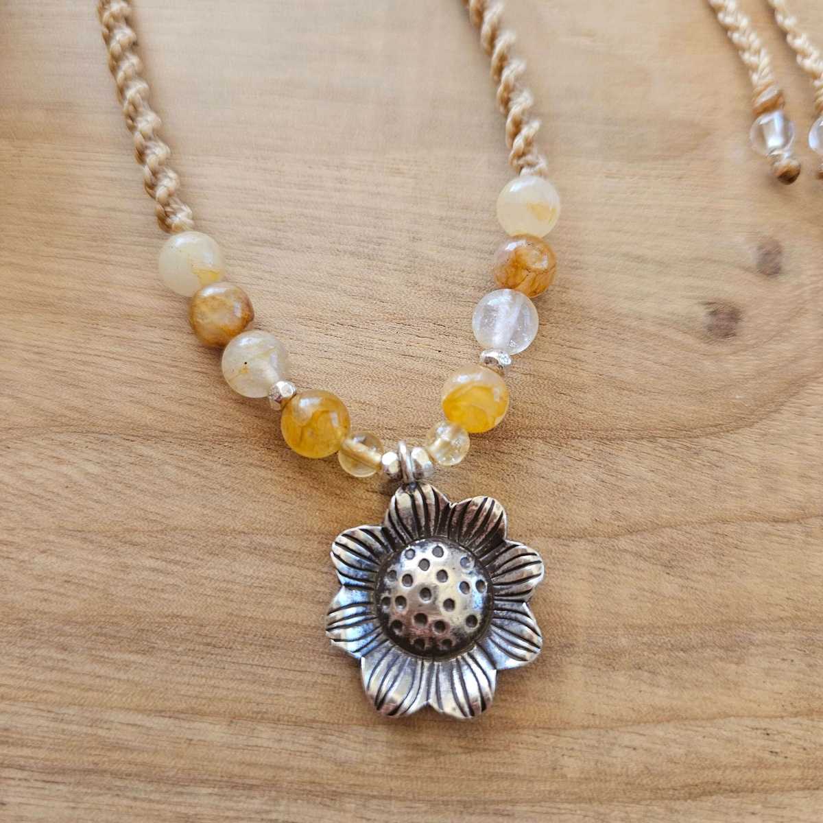 "Sunflower in Bloom" Macrame Necklace image 1