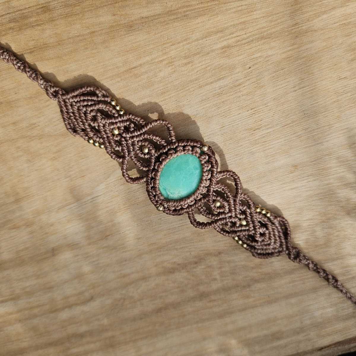 Chrysoprase Cuff Bracelet - Tan image 1