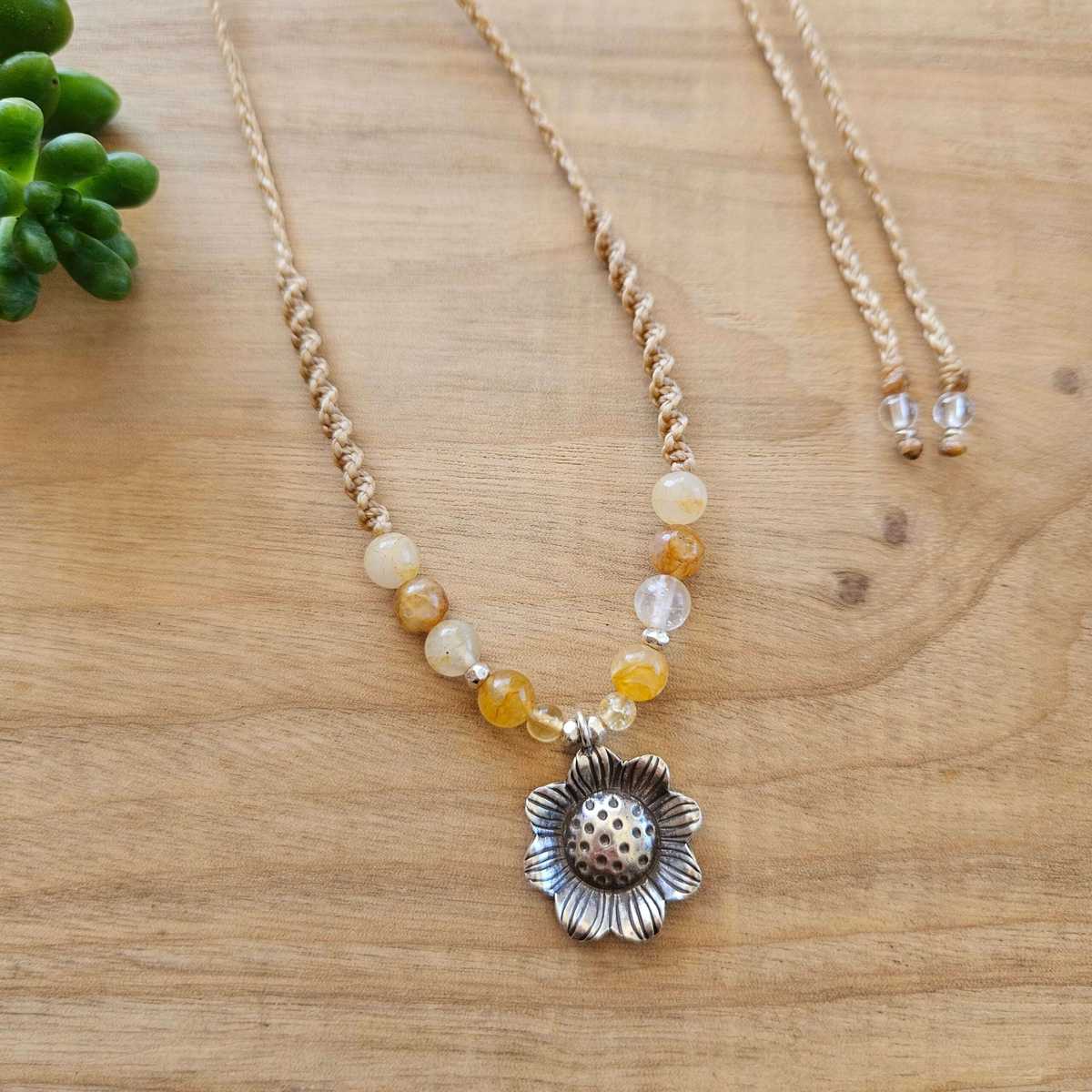 "Sunflower in Bloom" Macrame Necklace image 0
