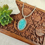 Amazonite Oval Pendant Necklace - Silver & Taupe - Soulful Stones
