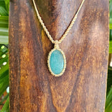 Amazonite Oval Pendant Necklace - Silver & Cream - Soulful Stones
