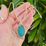 Amazonite Oval Pendant Necklace - Silver & Cream - Soulful Stones