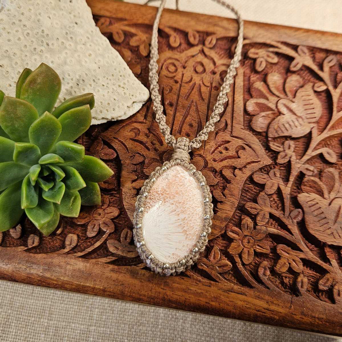 Scolecite Oval Pendant Necklace