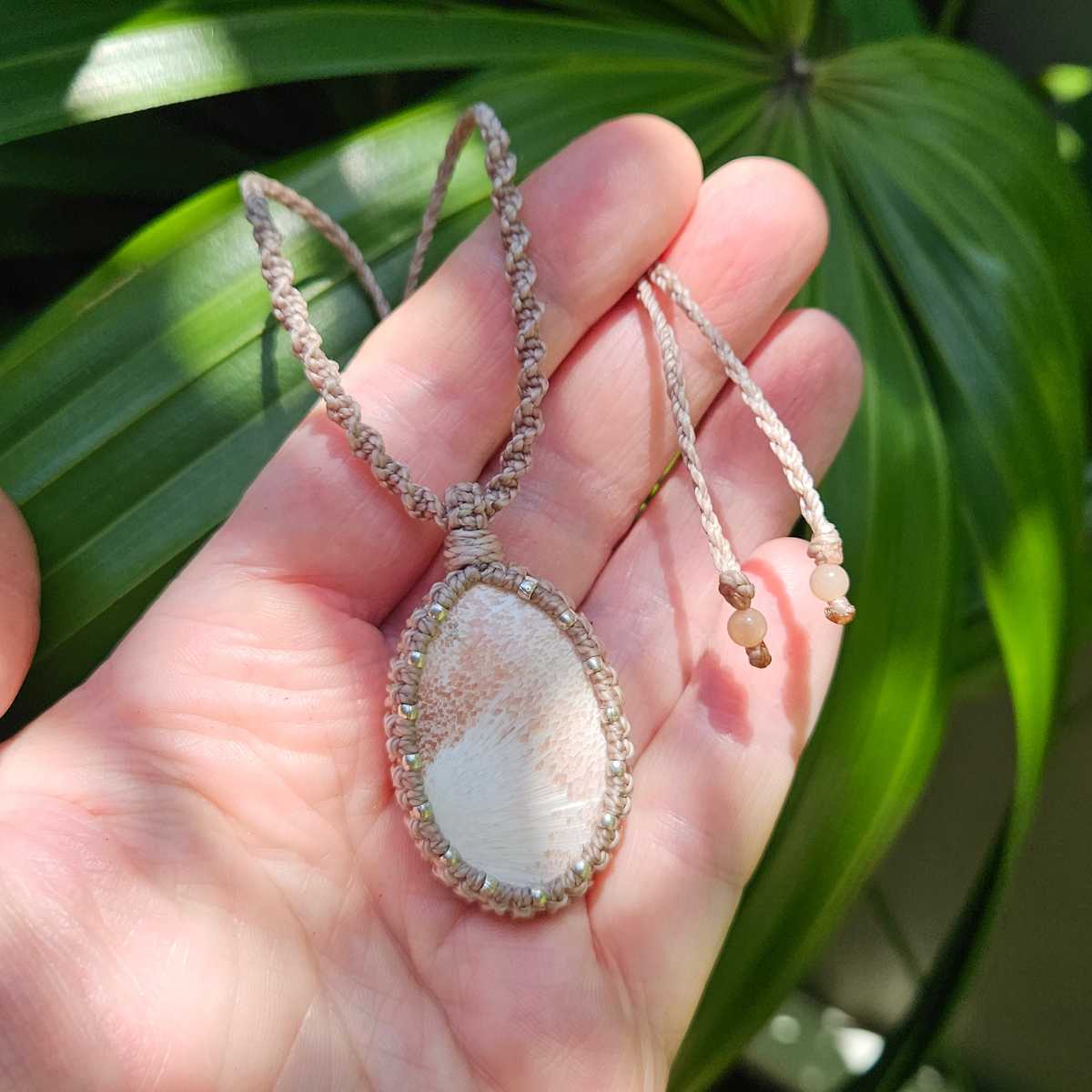 Scolecite Oval Pendant Necklace