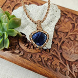 Sodalite Teardrop Pendant Necklace - Tan
