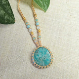 Amazonite Macrame Necklace - Sand - Soulful Stones