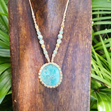 Amazonite Macrame Necklace - Sand - Soulful Stones