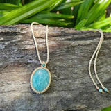 Amazonite Oval Pendant Necklace - Cream - Soulful Stones