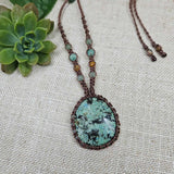 African Turquoise Macrame Necklace - Coffee - Soulful Stones