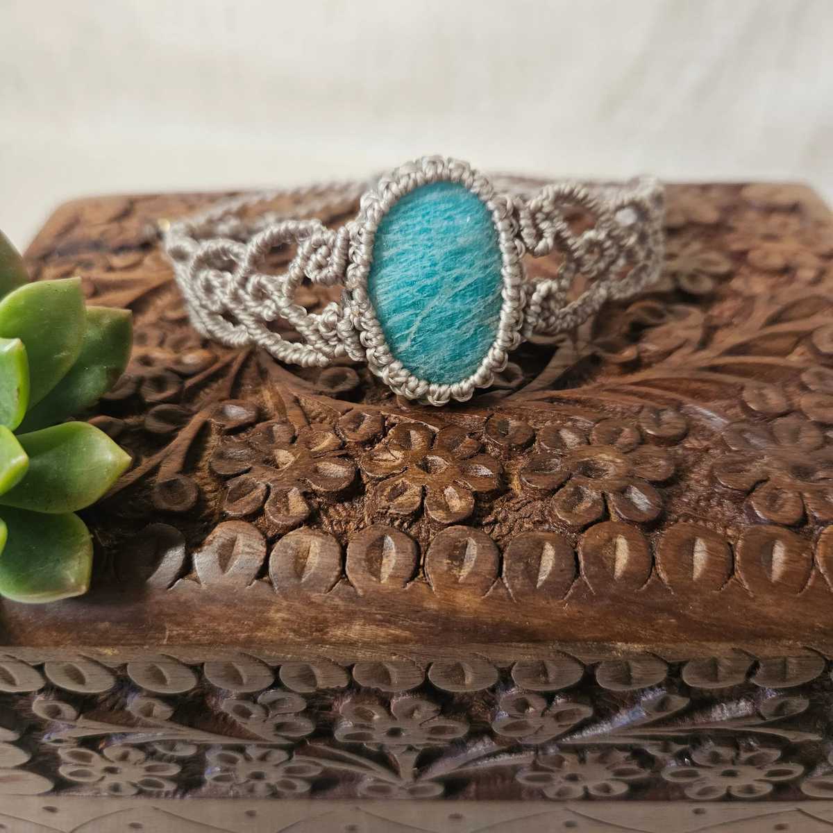 Amazonite Cuff Bracelet - Taupe - Soulful Stones