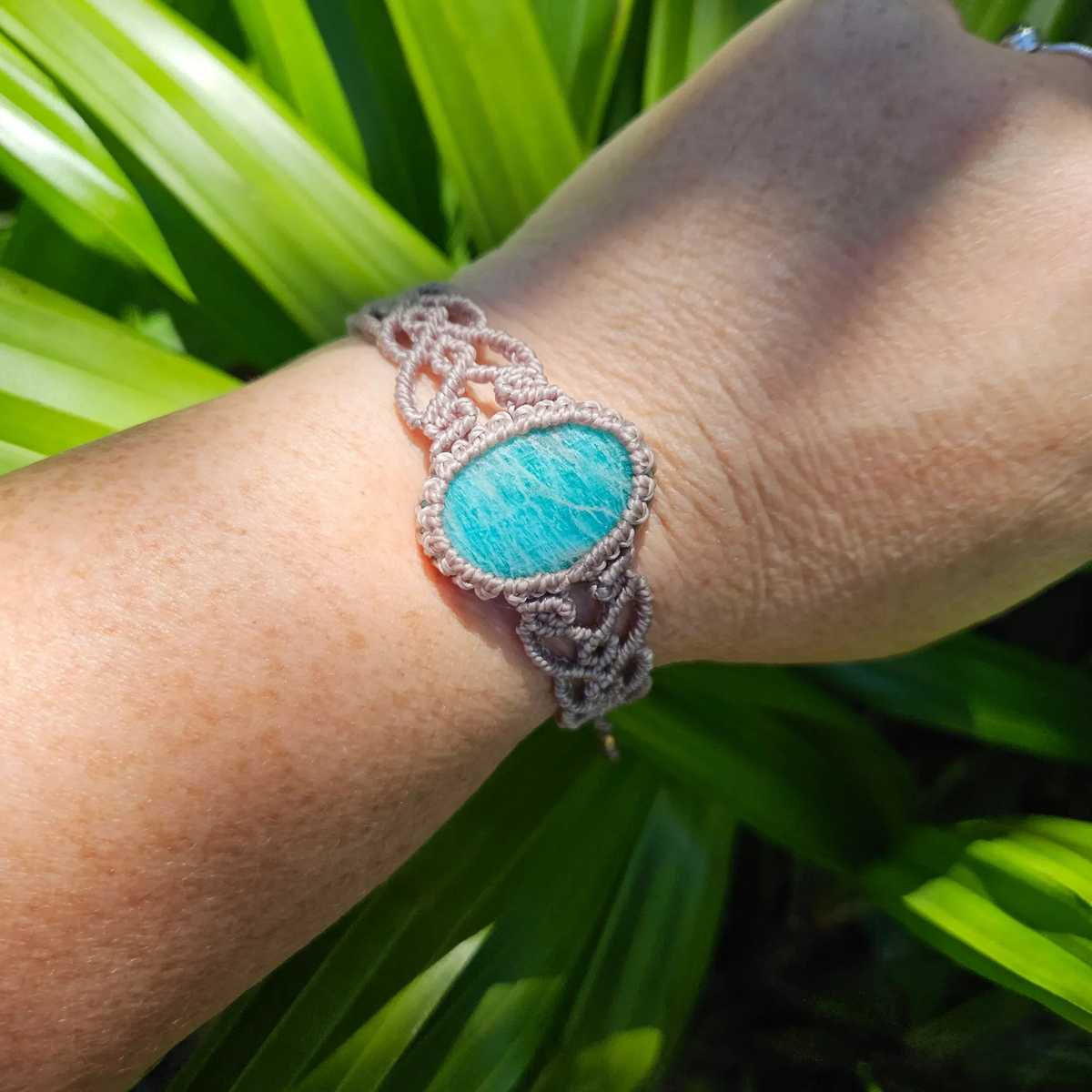 Amazonite Cuff Bracelet - Taupe - Soulful Stones