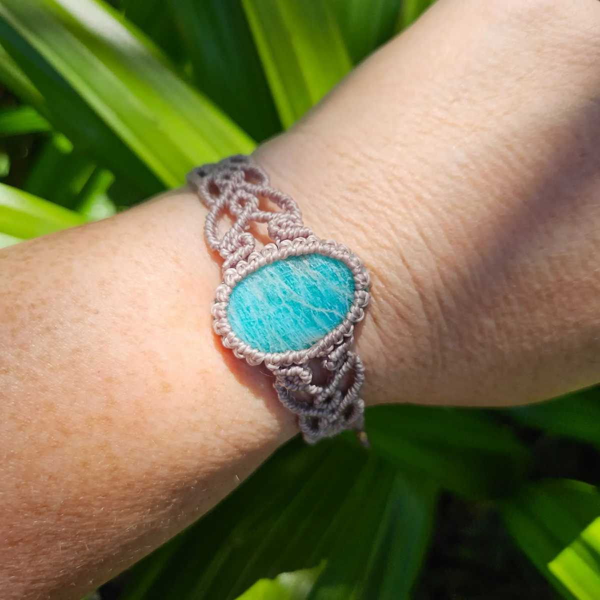 Amazonite Cuff Bracelet - Taupe - Soulful Stones