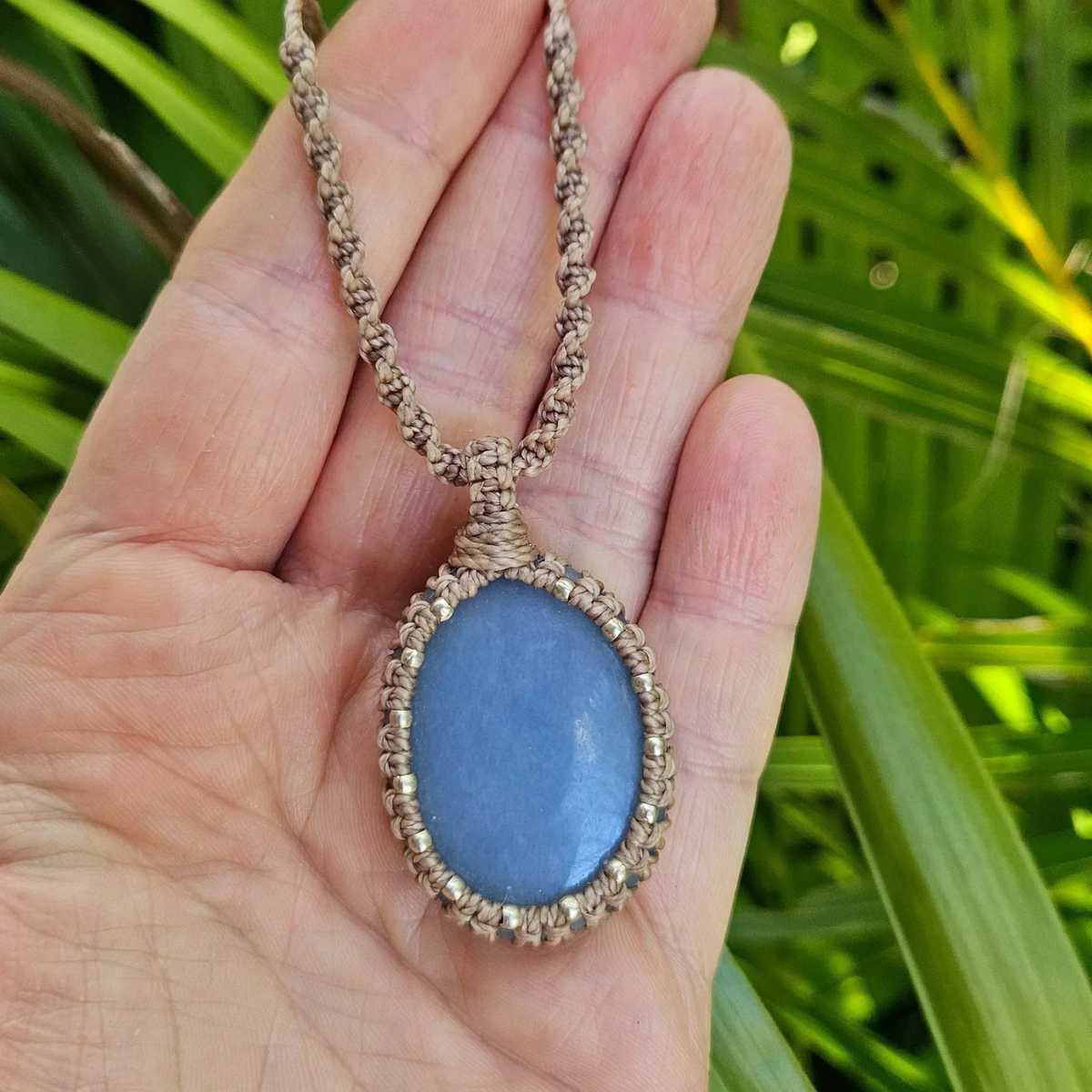 Angelite Pendant Necklace - Taupe - Soulful Stones