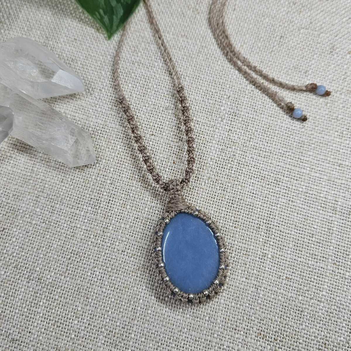 Angelite Pendant Necklace - Taupe - Soulful Stones