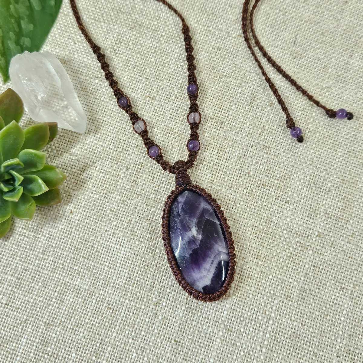 Chevron Amethyst Pendant Necklace - Soulful Stones