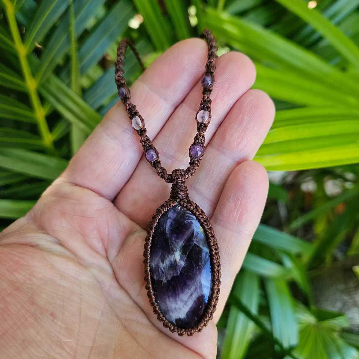 Chevron Amethyst Pendant Necklace - Soulful Stones