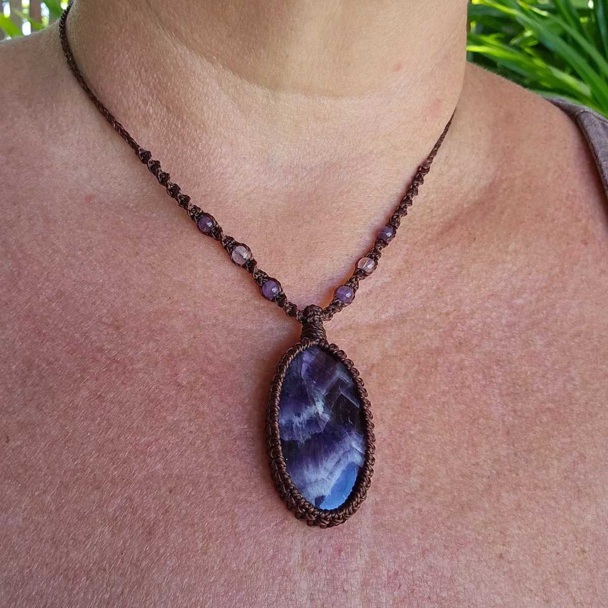 Chevron Amethyst Pendant Necklace - Soulful Stones