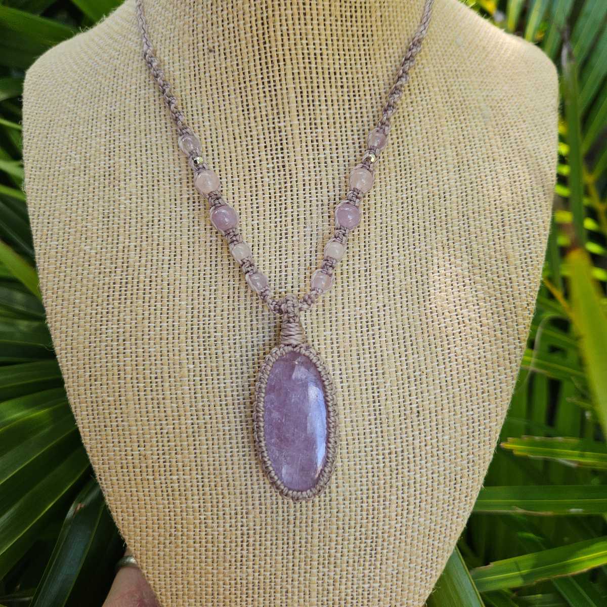 Kunzite Pendant Necklace - Taupe