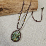 African Turquoise Macrame Leaf Necklace - Soulful Stones