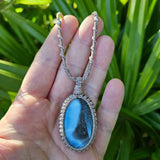 Blue Opal Pendant Necklace - Taupe - Soulful Stones