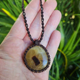 Septarian Macrame Necklace - Chocolate & Silver