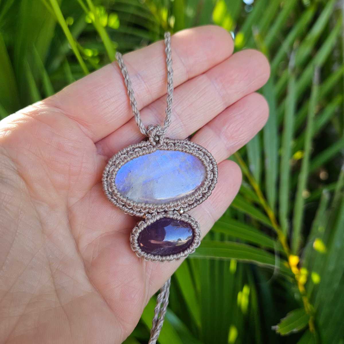 Harmony Collection Wrap Necklace - Moonstone & Amethyst