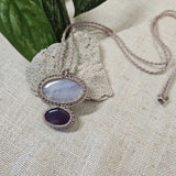 Harmony Collection Wrap Necklace - Moonstone & Amethyst