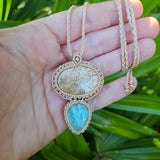 Harmony Collection Wrap Necklace - Fossil Coral & Amazonite