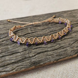 Boho Macrame Anklet - Amethyst