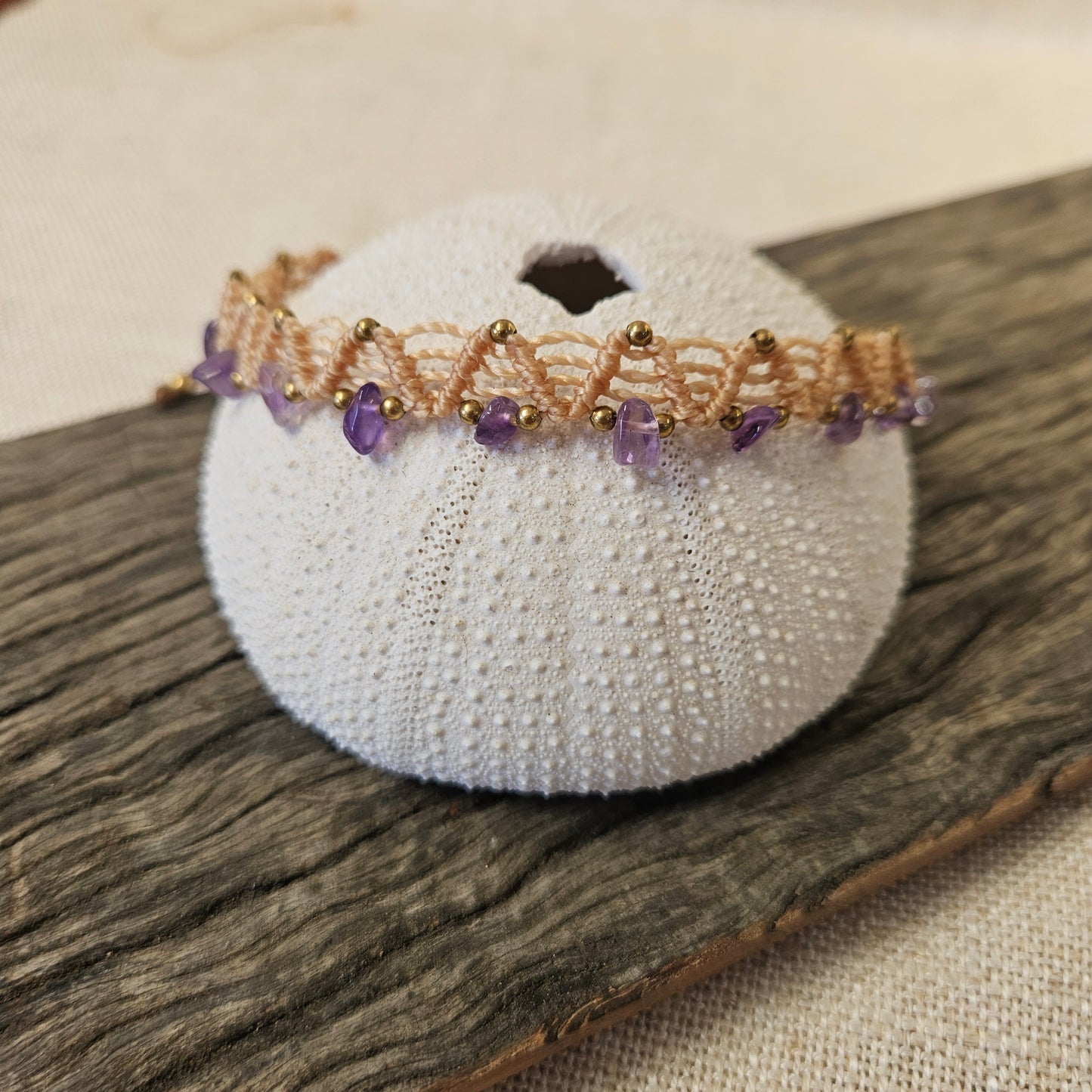 Boho Macrame Anklet - Amethyst