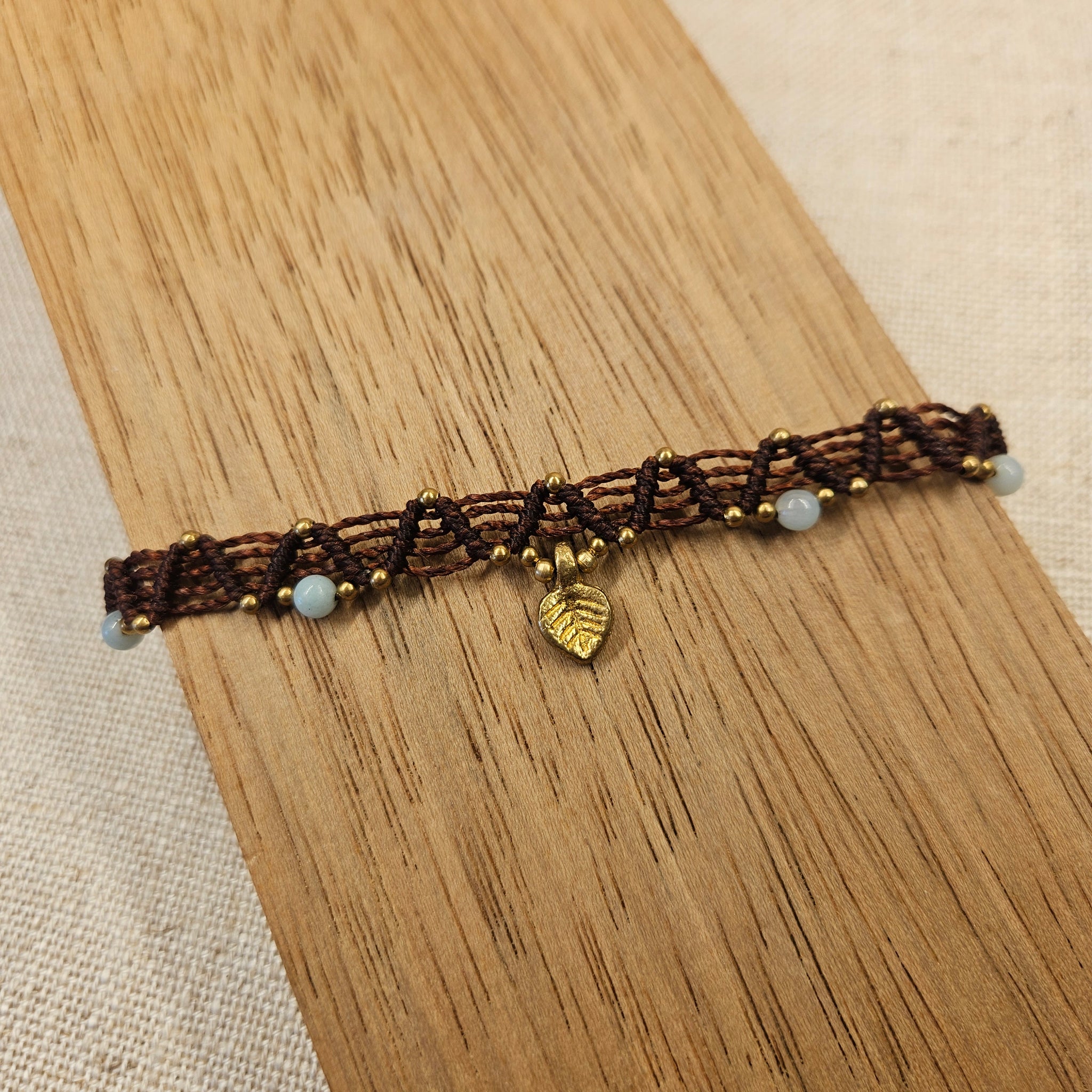 Boho Macrame Anklet - Leaf
