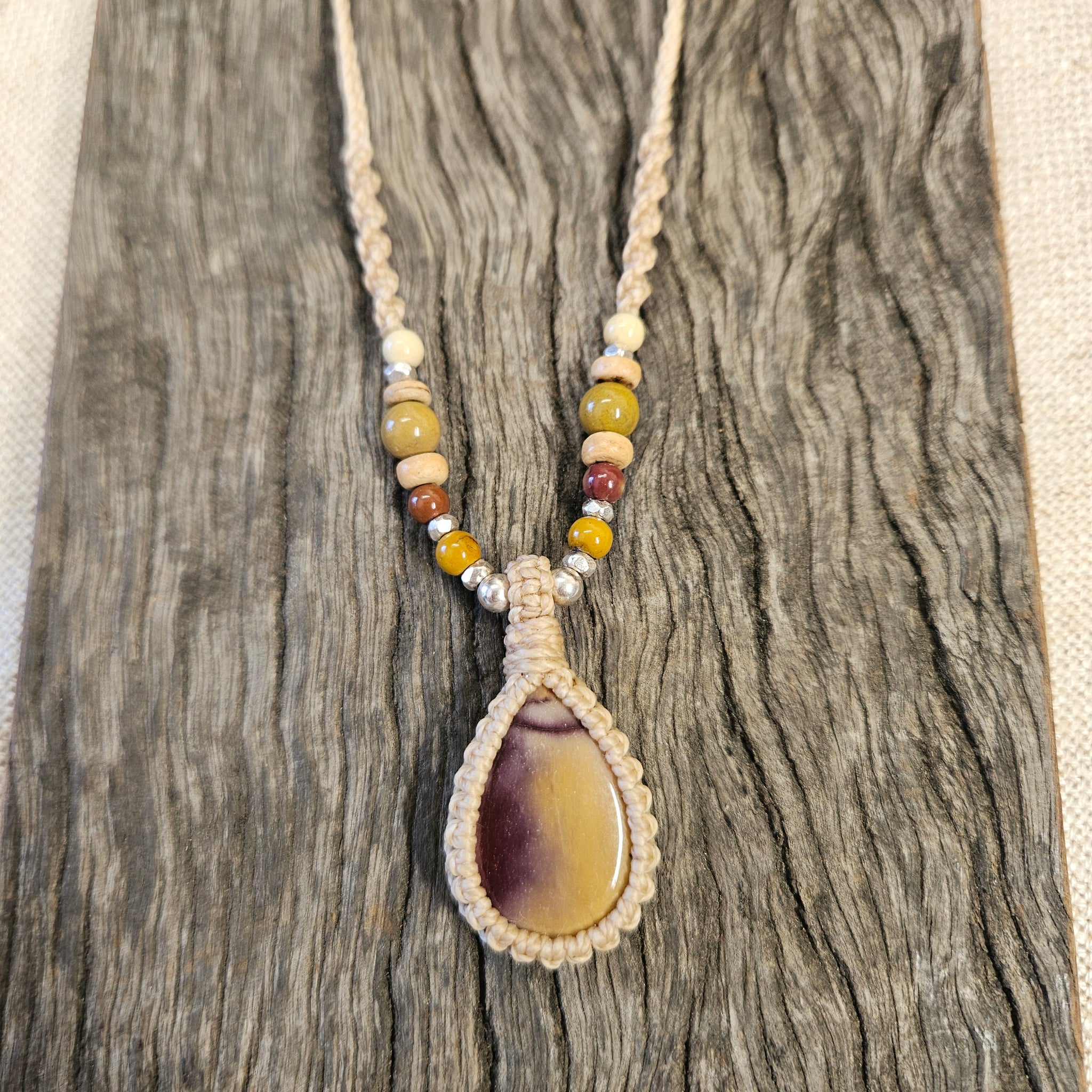 Mookaite Teardrop Pendant Necklace - Sand