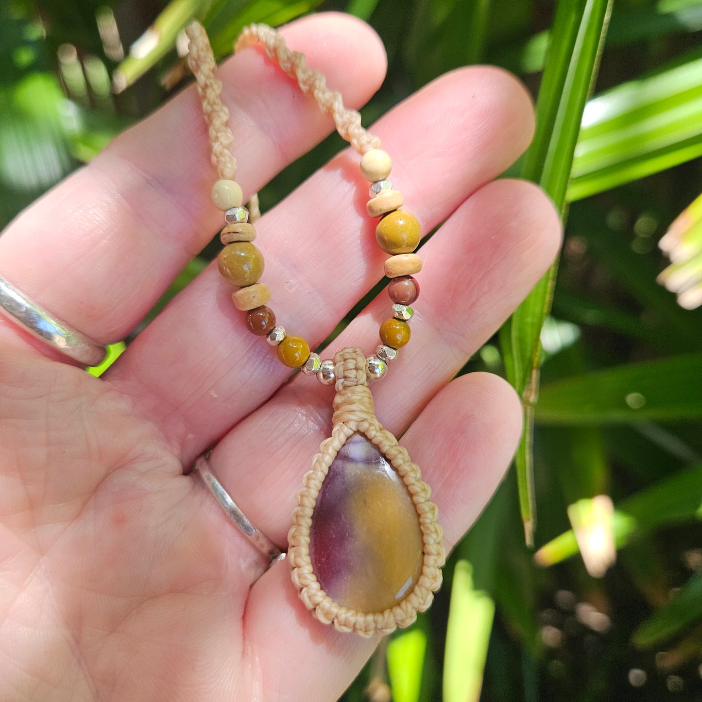 Mookaite Teardrop Pendant Necklace - Sand