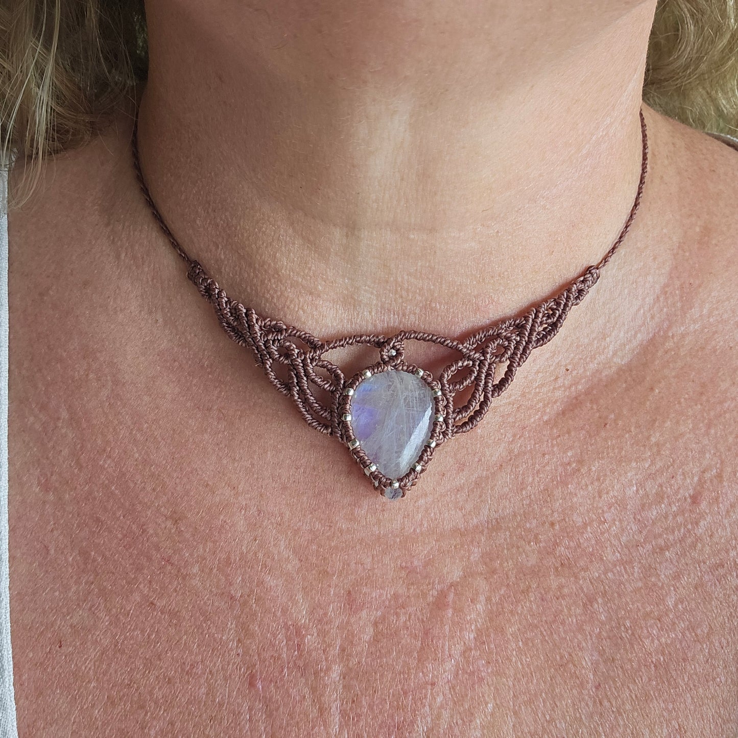 Moonstone Woven Choker Necklace