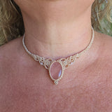 Rose Quartz Woven Choker Necklace