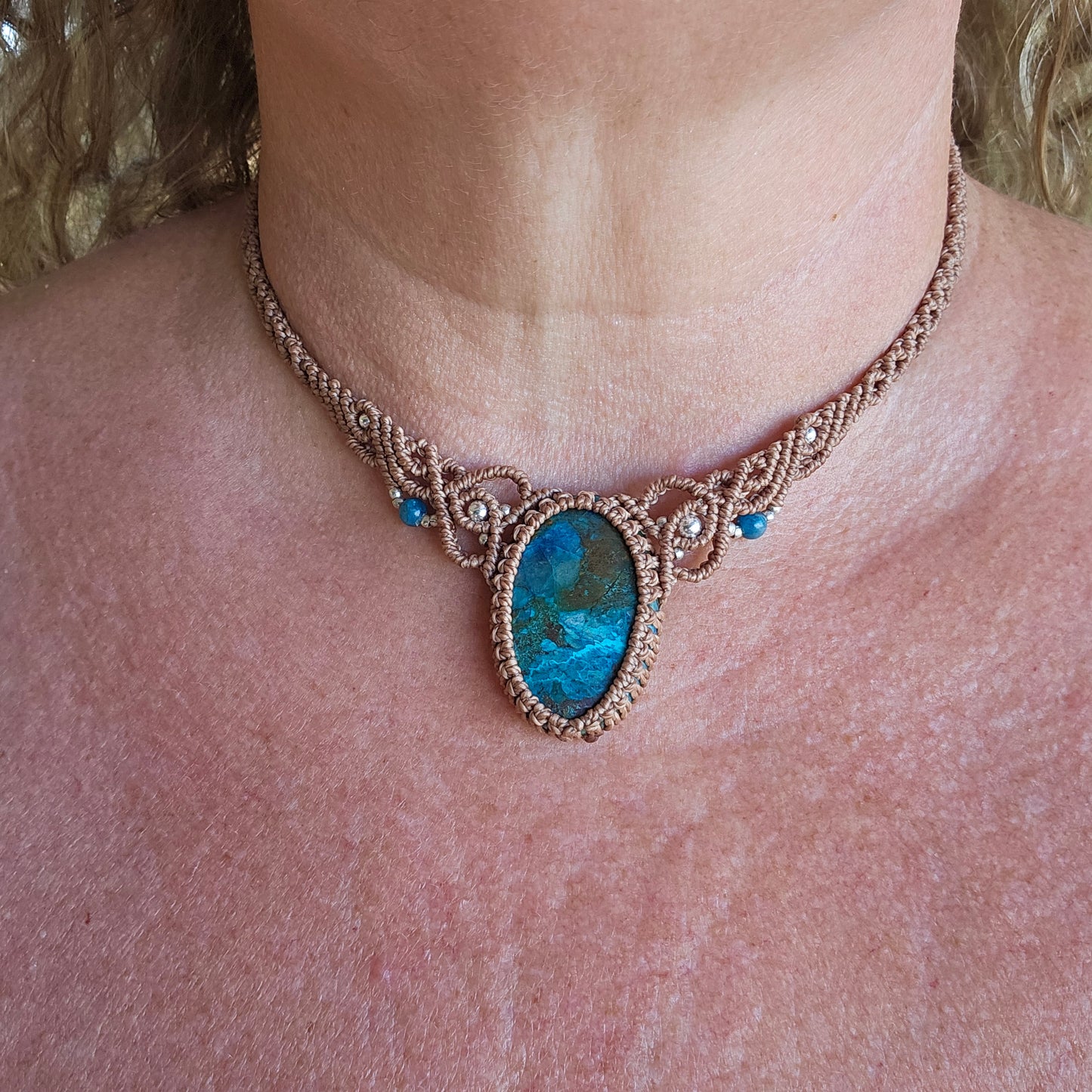 Shattuckite Woven Choker Necklace