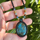 Shattuckite Oval Pendant Necklace - Black