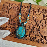 Shattuckite Oval Pendant Necklace - Black