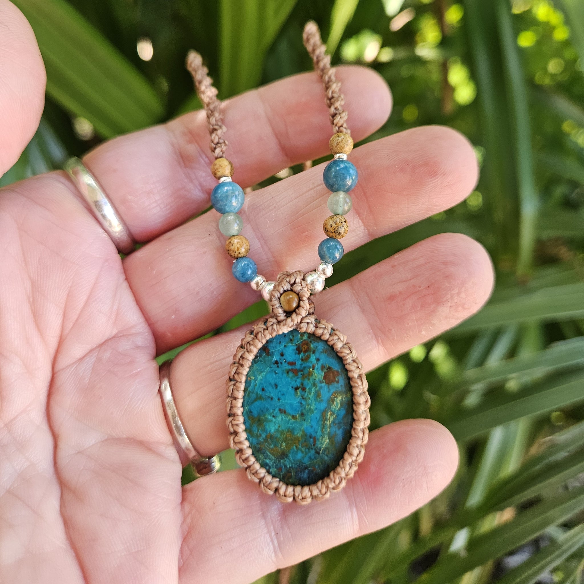 Shattuckite Oval Pendant Necklace - Tan