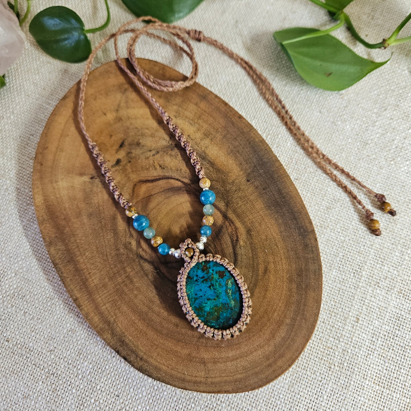 Shattuckite Oval Pendant Necklace - Tan