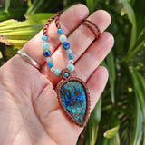 Shattuckite Teardrop Pendant Necklace - Mocha