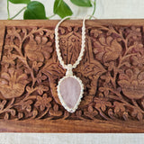 Ivy Teardrop Pendant Necklace - Rose Quartz
