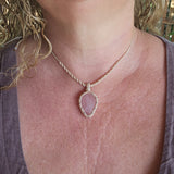 Ivy Teardrop Pendant Necklace - Rose Quartz