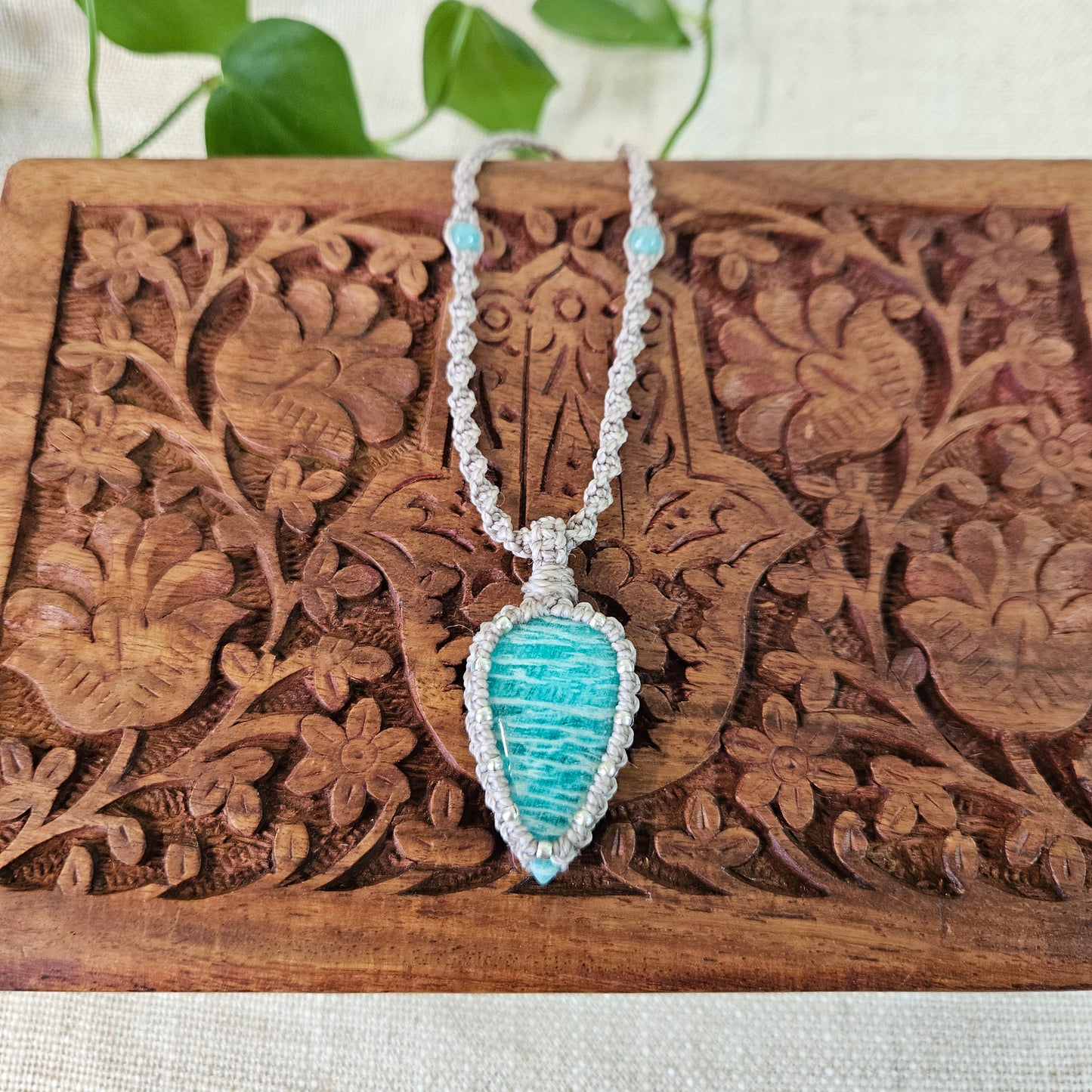 Ivy Teardrop Pendant Necklace - Amazonite