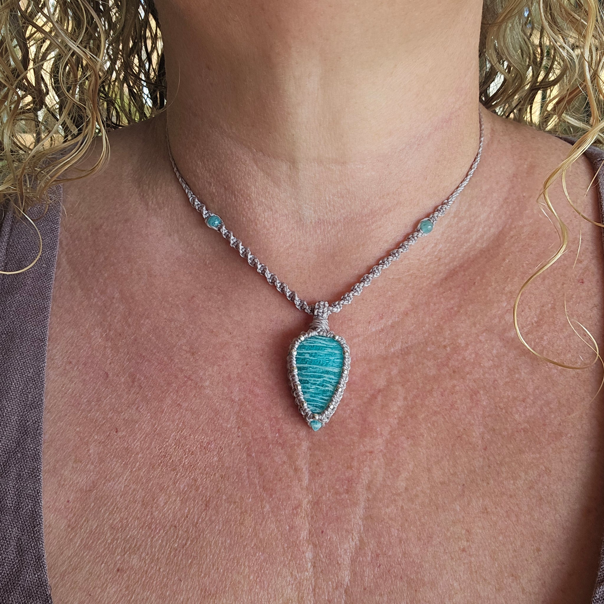 Ivy Teardrop Pendant Necklace - Amazonite