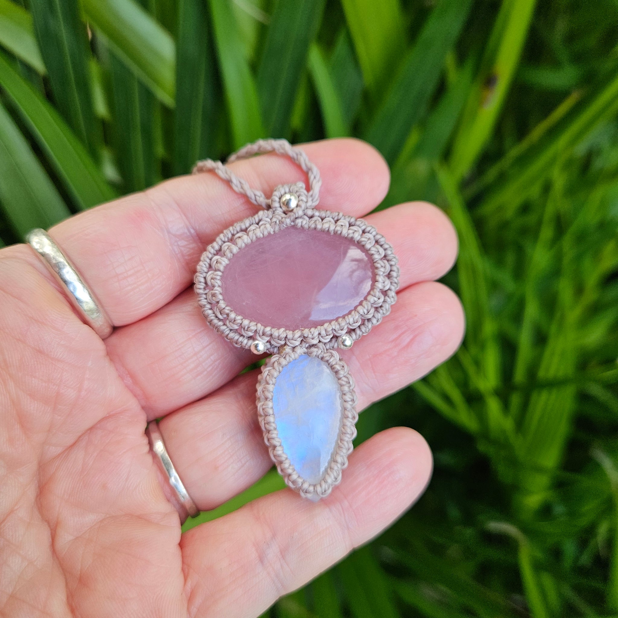 Harmony Collection Wrap Necklace - Rose Quartz & Moonstone