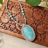 Ritual Collection Macrame Wrap Necklace - Amazonite in Taupe