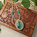 Ritual Collection Macrame Wrap Necklace - Chrysocolla in Sand