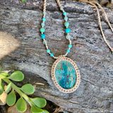 Ritual Collection Macrame Wrap Necklace - Chrysocolla in Sand